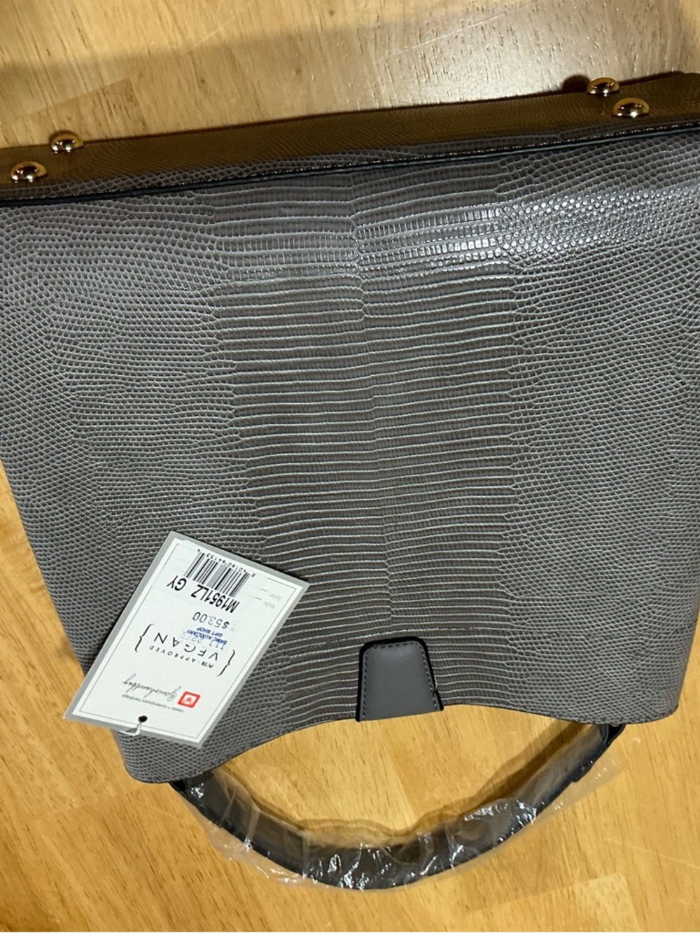 Versani Gray Lizard-Texture Crossbody Bag
